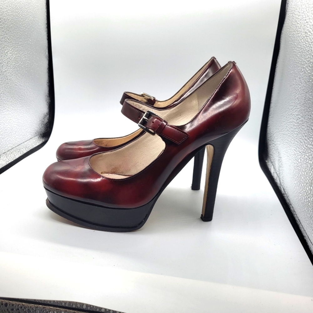 Michael Kors Eboni Bordeaux Mary Janes Platform Pump Sz.9 - Picture 13 of 16